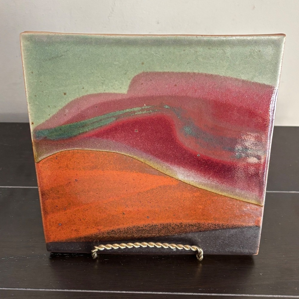 Bonnema Potters Retired | Bethel Maine | Abstract Landscape Ceramic Tile | 7x7